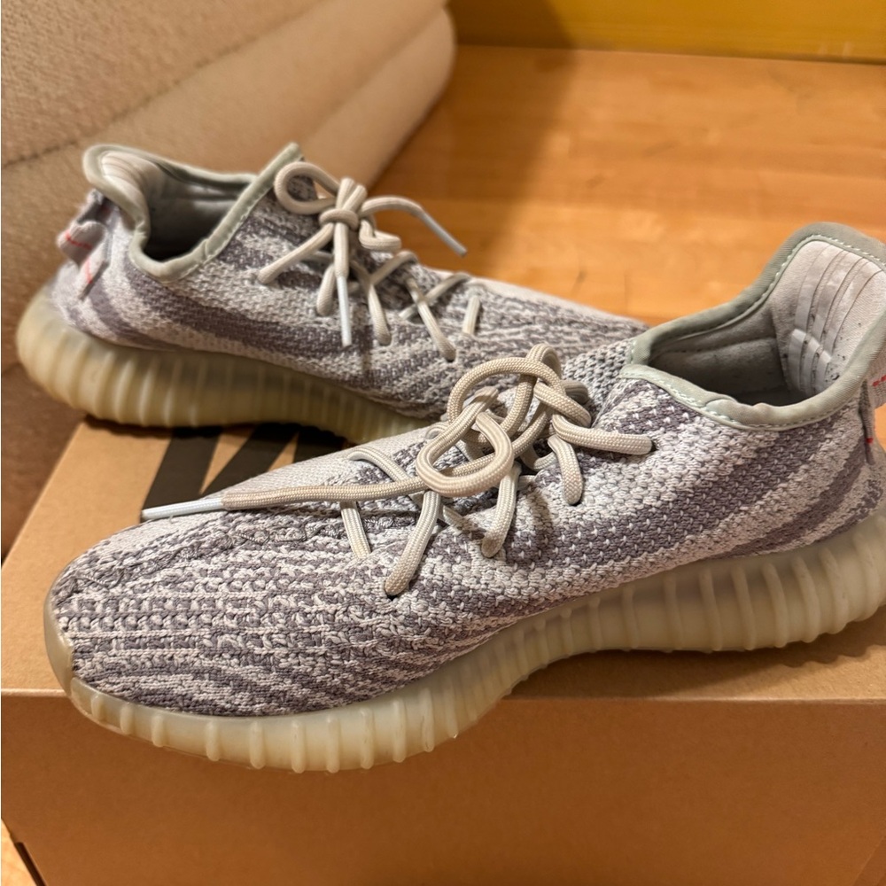 Gray and Cream Knit Sneakers